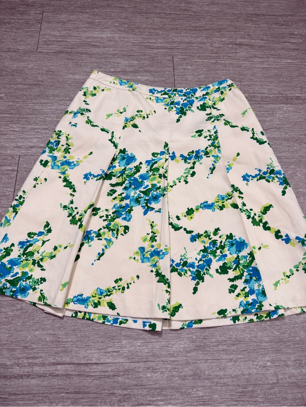 Ann‎ Taylor Petite Blue Green Floral A-Line Mini Skirt Preppy Spring 4P